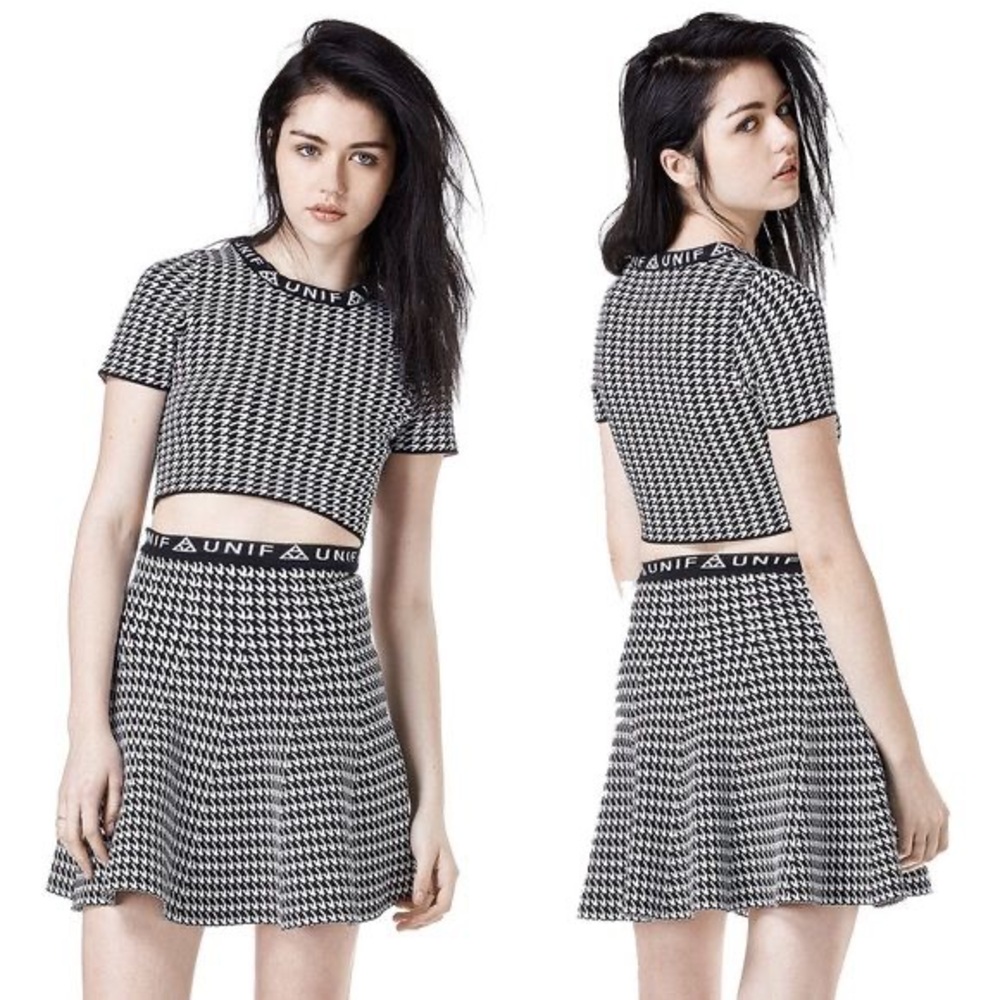 Unif houndstooth top and skirt set